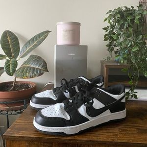 Worn black and white Nike dunks